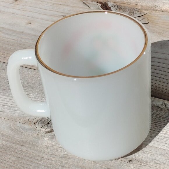 Rare Glasbake Prince Edward Island Lady's Slipper Milk Glass Mug - Picture 2 of 4